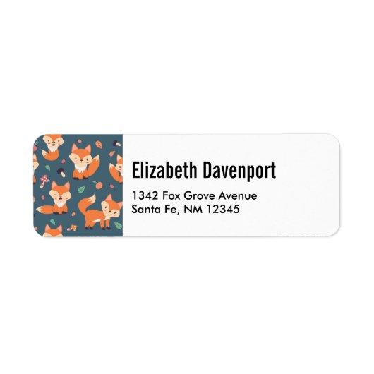 Étiquette Motif animal du renard orange (Devant)