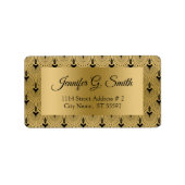 Étiquette Motif art déco noir et or (Devant)