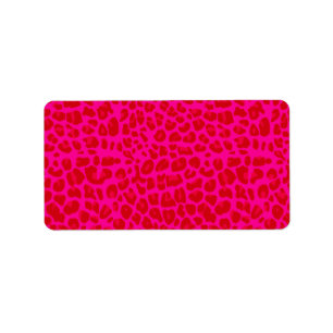 Étiquette Motif au néon d'empreinte de léopard de roses