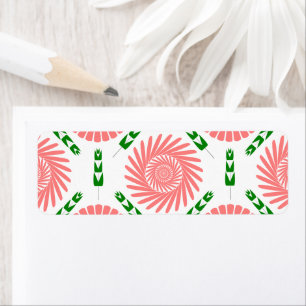 Étiquette motif aux fleurs roses