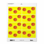 Étiquette motif Basketballs sur (Feuille entière)
