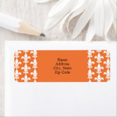 Étiquette Motif blanc et orange Fleur de Lis (En situation)