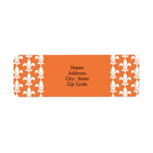 Étiquette Motif blanc et orange Fleur de Lis (Devant)