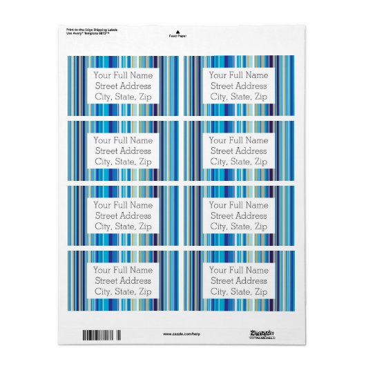 Étiquette Motif Bleu (Feuille entière)