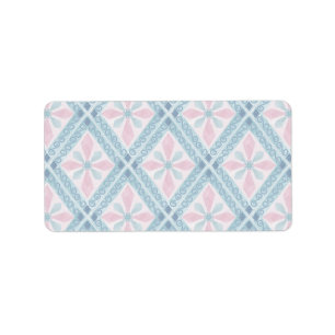 Étiquette motif bleu en forme de diamant