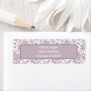 Étiquette Motif botanique vintage mauve