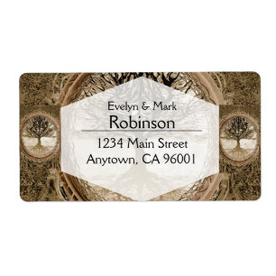 Étiquette Motif Brown de l'arbre de vie