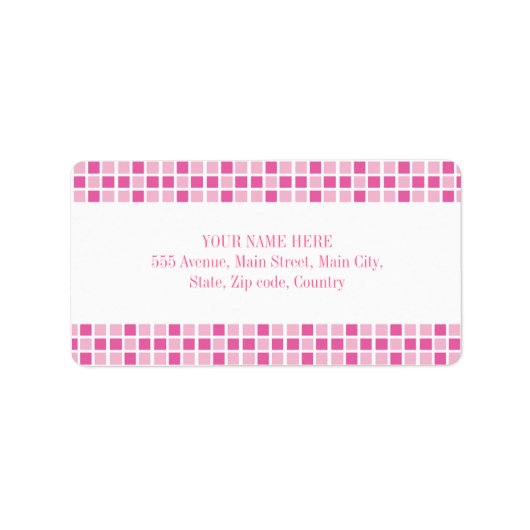Étiquette Motif Carré rose (Devant)