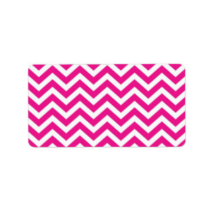 Étiquette Motif chaud rose et blanc Chevron