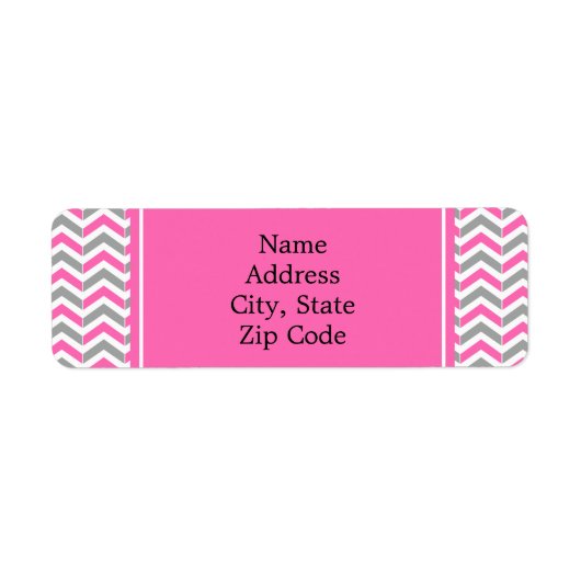Étiquette Motif chaud rose et gris Chevron (Devant)