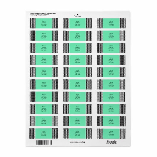 Étiquette Motif Chevron en mousse de mer noire et blanche (Feuille entière)