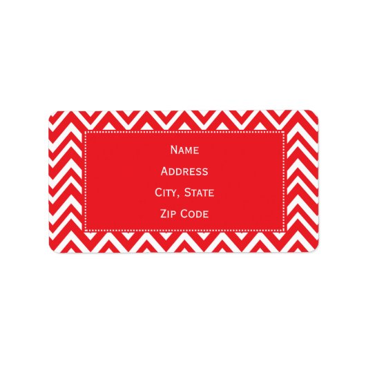 Étiquette Motif Chevron rouge et blanc (Devant)