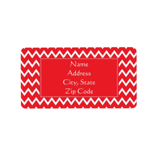 Étiquette Motif Chevron rouge et blanc (Devant)