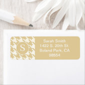 Étiquette Motif classique Houndstooth Beige Tan et Blanc (En situation)