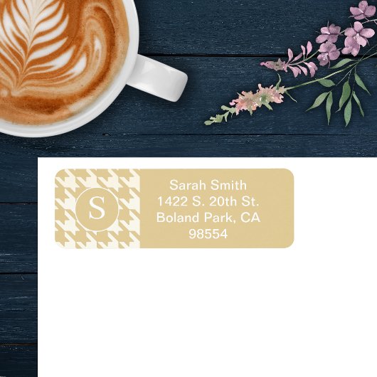 Étiquette Motif classique Houndstooth Beige Tan et Blanc