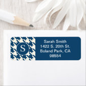 Étiquette Motif classique Houndstooth Bleu et Blanc (En situation)