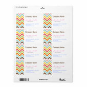 Étiquette Motif coloré Chevron Zigzag (Feuille entière)