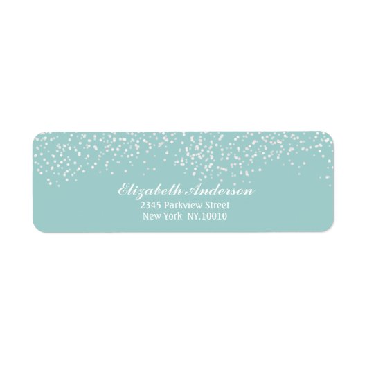 Étiquette Motif Confetti Mariage bleu et blanc turquoise (Devant)