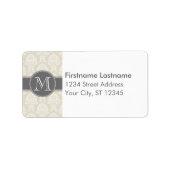 Étiquette Motif Damassé Beige Lin et Charbon (Devant)