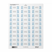 Étiquette Motif damassé de couleur bleue (Feuille entière)