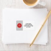 Étiquette Motif d'Ancres blanches grises, Monogramme rouge (En situation)
