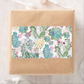 Étiquette motif de cactus et triangles aquarelle (En situation)