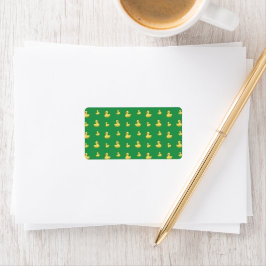 Étiquette Motif de canard en caoutchouc vert (En situation)