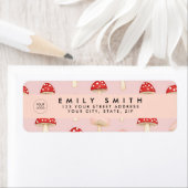 Étiquette Motif de champignon rose vif (En situation)