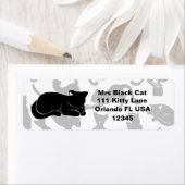 Étiquette Motif de chat noir (En situation)