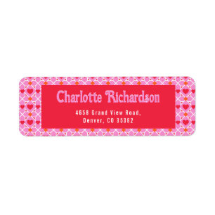 Étiquette Motif de coeur géométrique moderne rose Adresse de