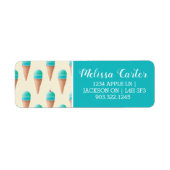 Étiquette Motif de cône de glace bleu, jaune clair (Devant)