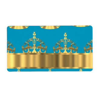 Étiquette Motif de couronne d'or et d'aqua