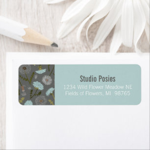 Étiquette Motif de Dandelion gris bleu