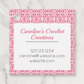Étiquette Motif de dentelle rose avec Crochet blan (Devant)