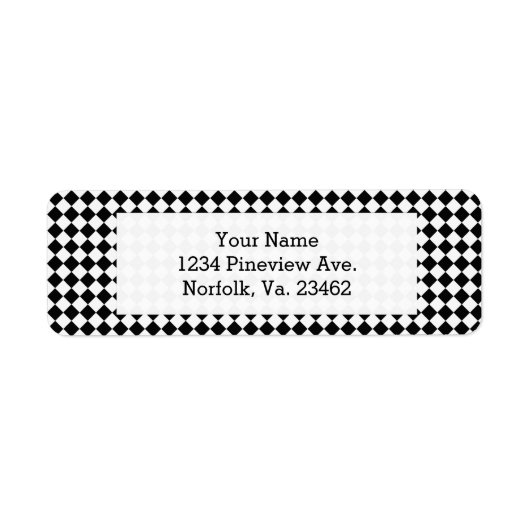 Étiquette Motif de diamants noir et blanc par Shirley Taylor (Devant)