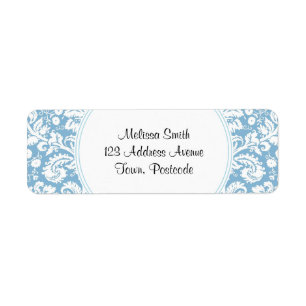 Étiquette Motif de fantaisie bleu de damassé