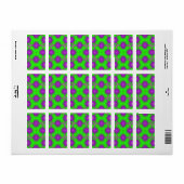 Étiquette motif de flamme vert pourpre (Feuille entière)