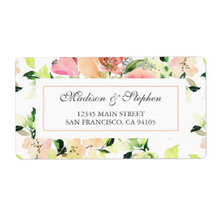 Étiquette Motif de fleurs d'aquarelle rose - Mariage