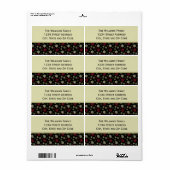 Étiquette Motif de flocon rouge et vert noir (Feuille entière)