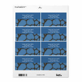 Étiquette Motif de fourrure Giraffe Bleue (Feuille entière)