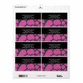 Étiquette Motif de fourrure Giraffe rose (Feuille entière)