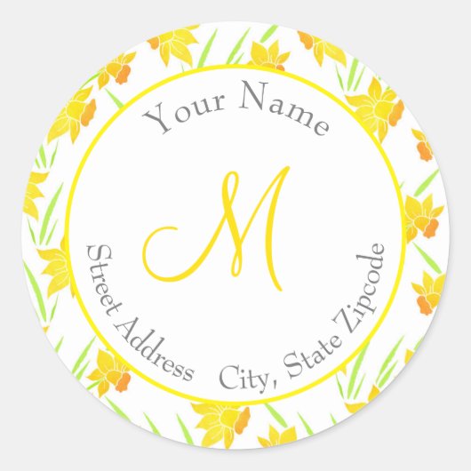 étiquette "Motif de jonquille aquarelle" (Devant)