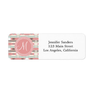Étiquette Motif de monogramme rose de Tribal Aztec