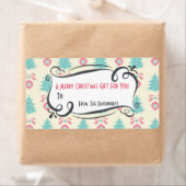 Étiquette Motif de Noël avec des vaches et des baubles cadea (En situation)