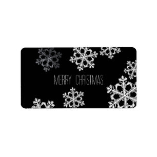 Étiquette Motif de Noël minimaliste monochrome