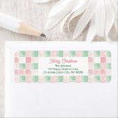 Étiquette Motif de Noël Rétro Rose Vert (En situation)