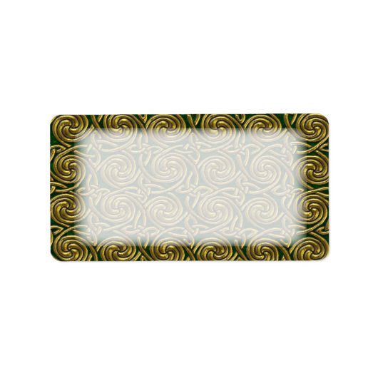 Étiquette Motif De Noeuds Spiraux Celtiques Or Et Vert (Devant)