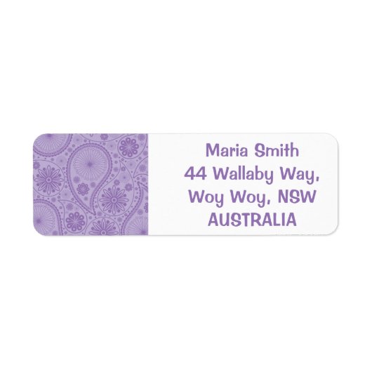 Étiquette Motif de paisley violet (Devant)