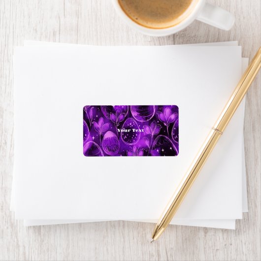 Étiquette Motif de Pâques gothique violet (En situation)