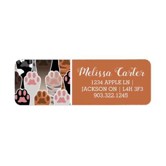 Étiquette Motif de plusieurs pattes de chat (Devant)